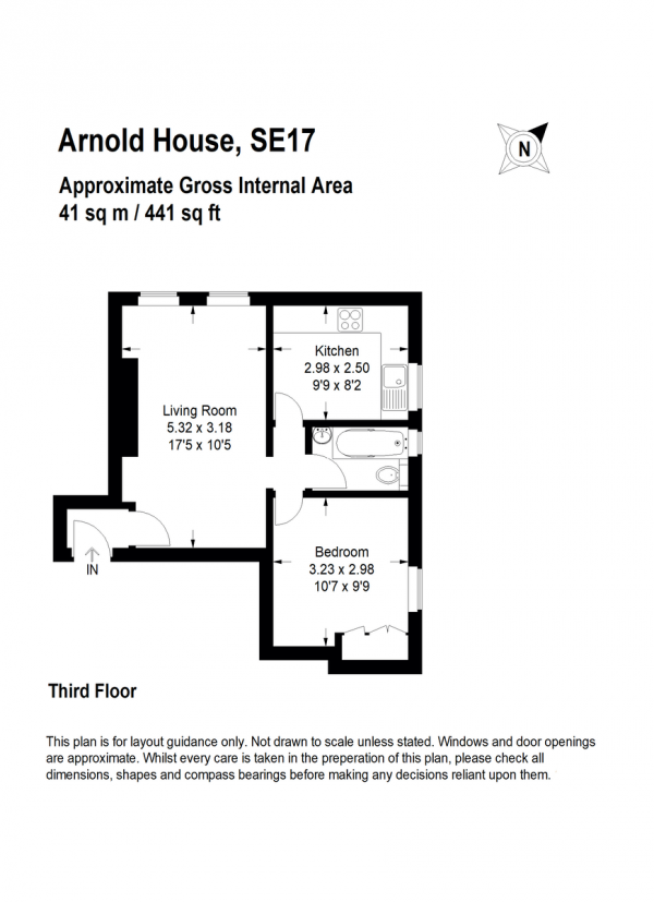 Floor Plan Image for 1 Bedroom Apartment for Sale in Doddington Grove, Kennington, SE17