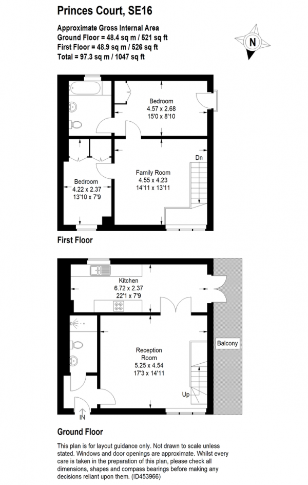 Floor Plan Image for 2 Bedroom Apartment for Sale in Princes Court, Surrey Quays, SE16