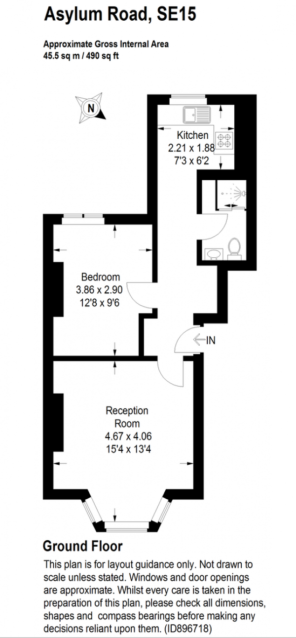 Floor Plan Image for 1 Bedroom Flat for Sale in Asylum Road, Peckham, SE15