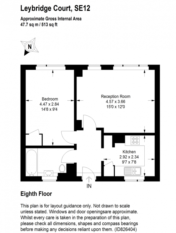 Floor Plan Image for 1 Bedroom Apartment for Sale in Leybridge Court, Grove Park, SE12