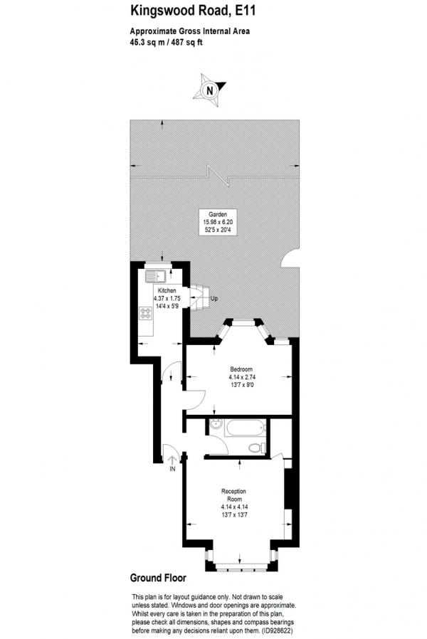 Floor Plan Image for 1 Bedroom Ground Flat for Sale in Kingswood Road, Leytonstone, E11