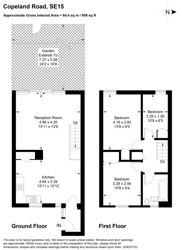 Floor Plan Image for 3 Bedroom Terraced House for Sale in Copeland Road, Peckham, SE15