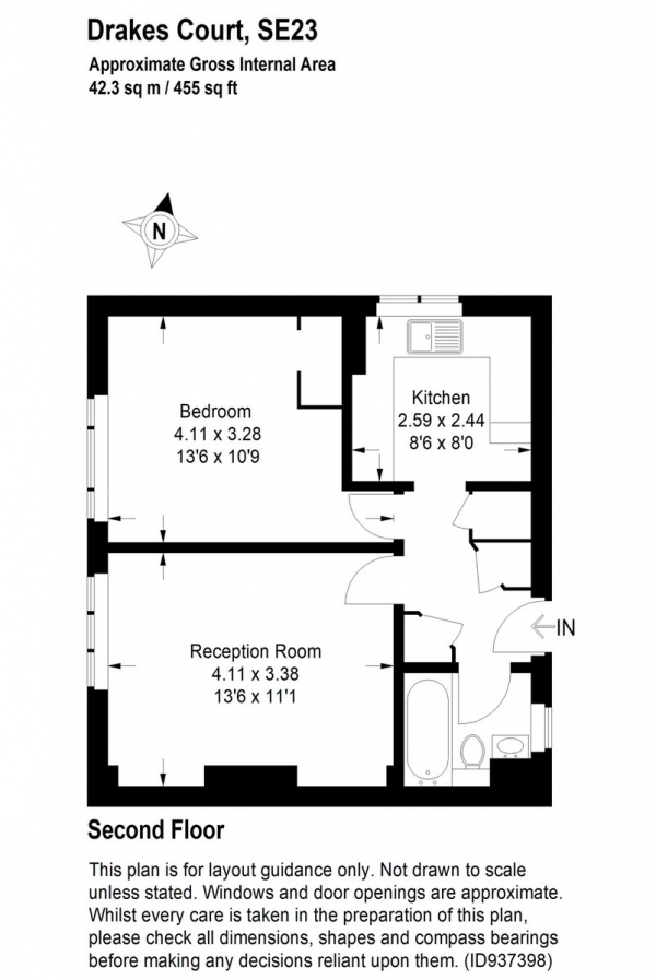 Floor Plan Image for 1 Bedroom Flat for Sale in Devonshire Road, Forest Hill, SE23