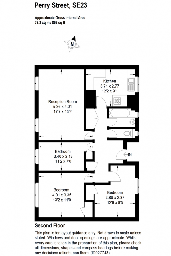 Floor Plan Image for 3 Bedroom Flat for Sale in Perry Vale, Forest Hill, SE23