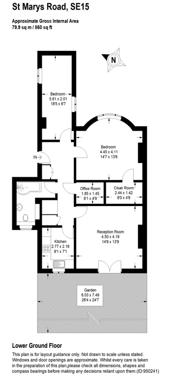 Floor Plan Image for 2 Bedroom Ground Flat for Sale in St. Mary's Road, Nunhead, SE15