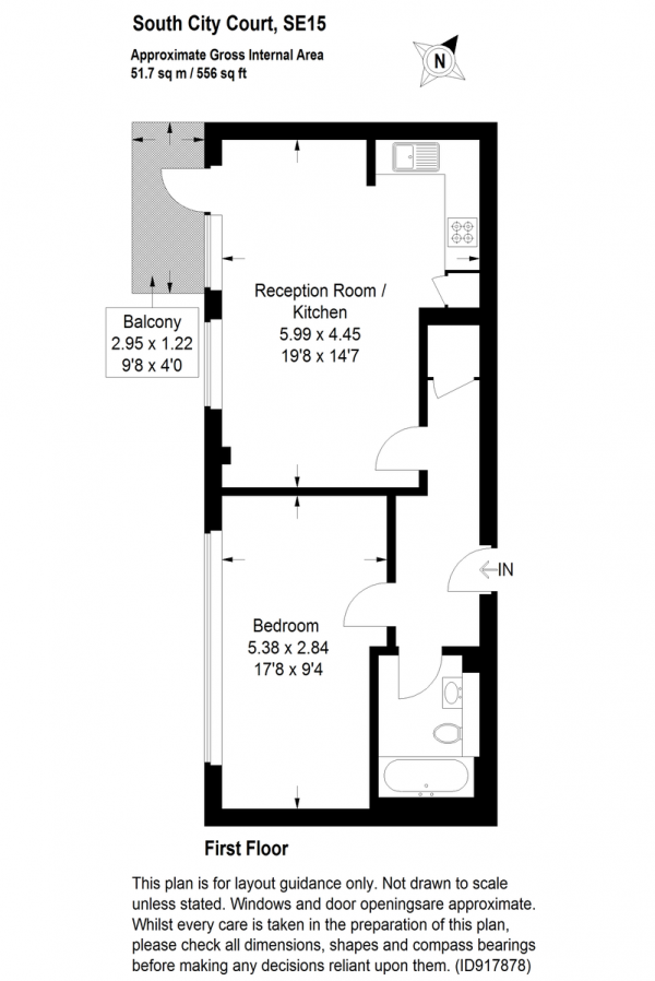 Floor Plan Image for 1 Bedroom Apartment for Sale in Peckham Grove, Peckham, SE15