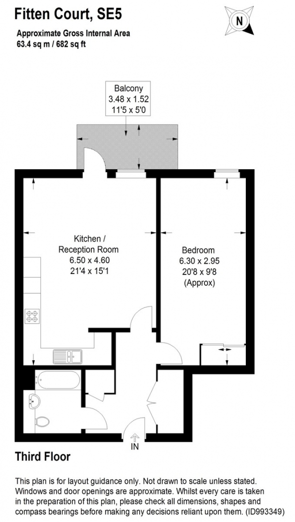 Floor Plan Image for 1 Bedroom Apartment for Sale in Horsnell Close, Camberwell, SE5