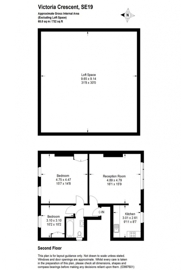 Floor Plan Image for 2 Bedroom Flat for Sale in Victoria Crescent, Crystal Palace, SE19