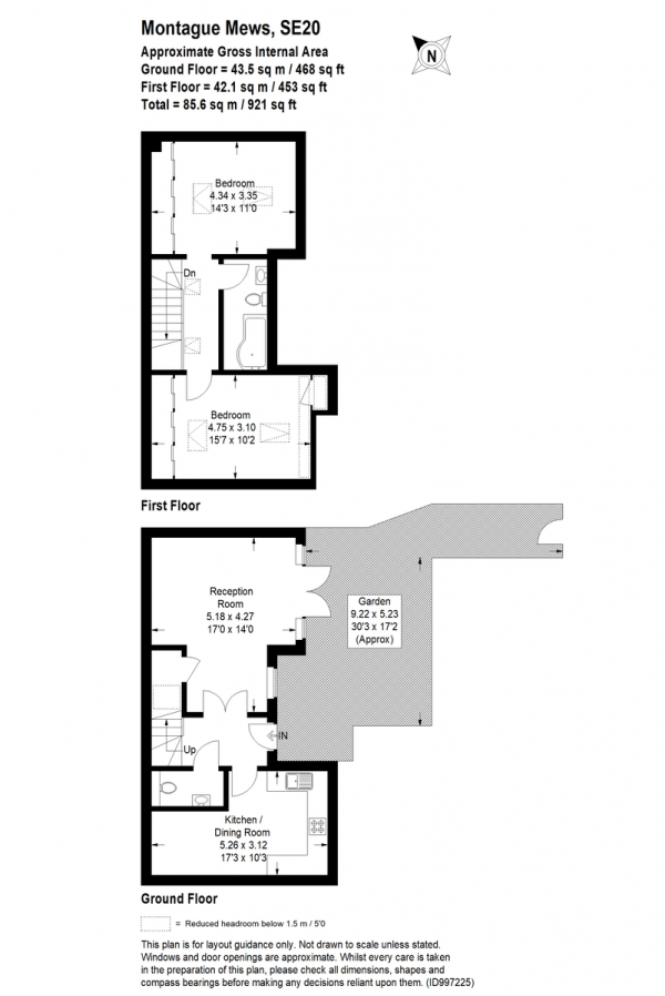 Floor Plan Image for 2 Bedroom Mews for Sale in Montague Mews, Penge, SE20