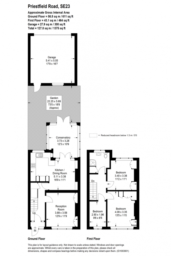 Floor Plan Image for 3 Bedroom Terraced House for Sale in Priestfield Road, Forest Hill, SE23