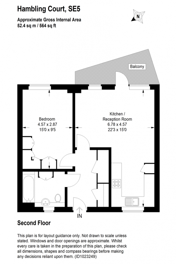 Floor Plan Image for 1 Bedroom Flat for Sale in Southampton Way, Camberwell, SE5