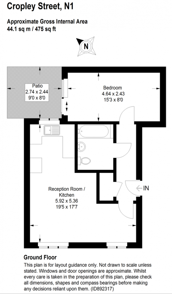 Floor Plan Image for 1 Bedroom Apartment for Sale in Cropley Street, Hoxton, N1