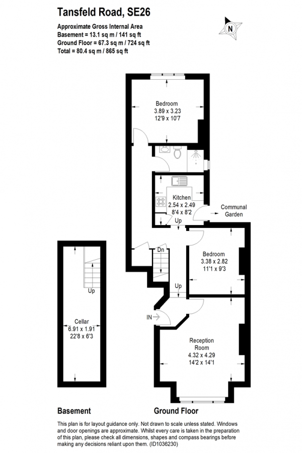 Floor Plan Image for 2 Bedroom Ground Flat for Sale in Tannsfeld Road, Sydenham, SE26