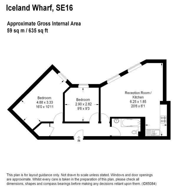 Floor Plan for 2 Bedroom Flat to Rent in Plough Way, Surrey Quays, London , SE16 7AB, SE16, 7AB - £438 pw | £1900 pcm