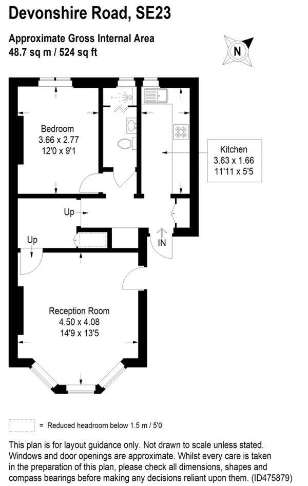 Floor Plan Image for 1 Bedroom Apartment to Rent in Devonshire Road, Forest Hill, SE23