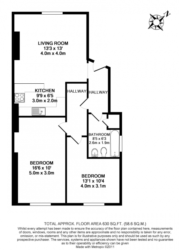 Floor Plan for 2 Bedroom Flat to Rent in Devonshire Road, Forest Hill, SE23, SE23, 3SR - £462 pw | £2000 pcm