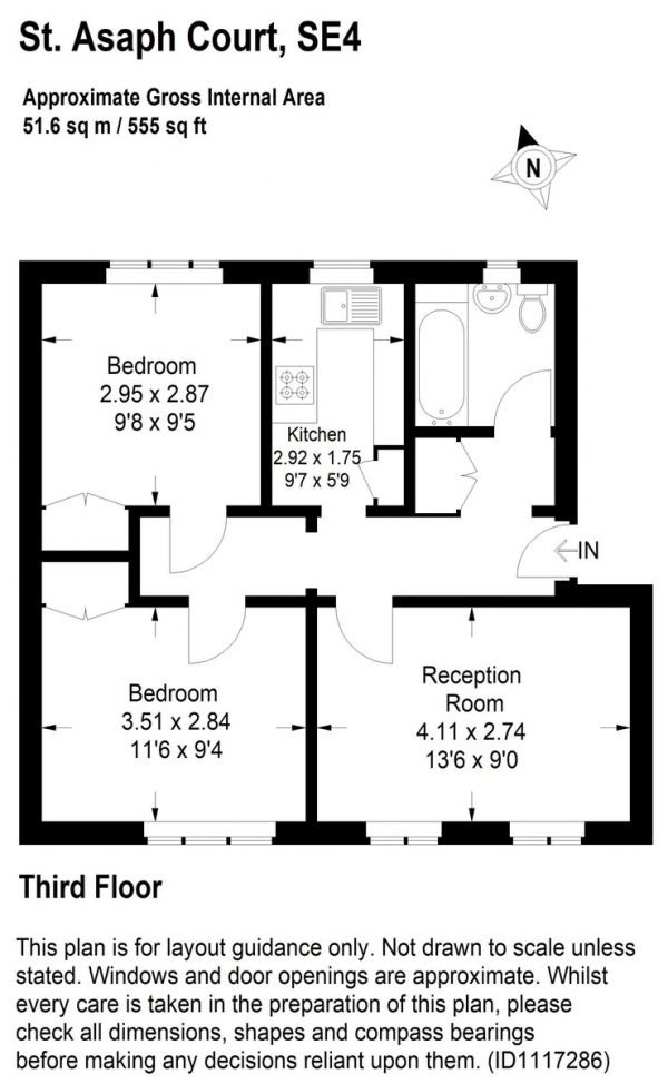 Floor Plan for 2 Bedroom Apartment for Sale in St Asaph Road, Brockley, SE4, SE4, 2EE - Offers in Excess of &pound325,000