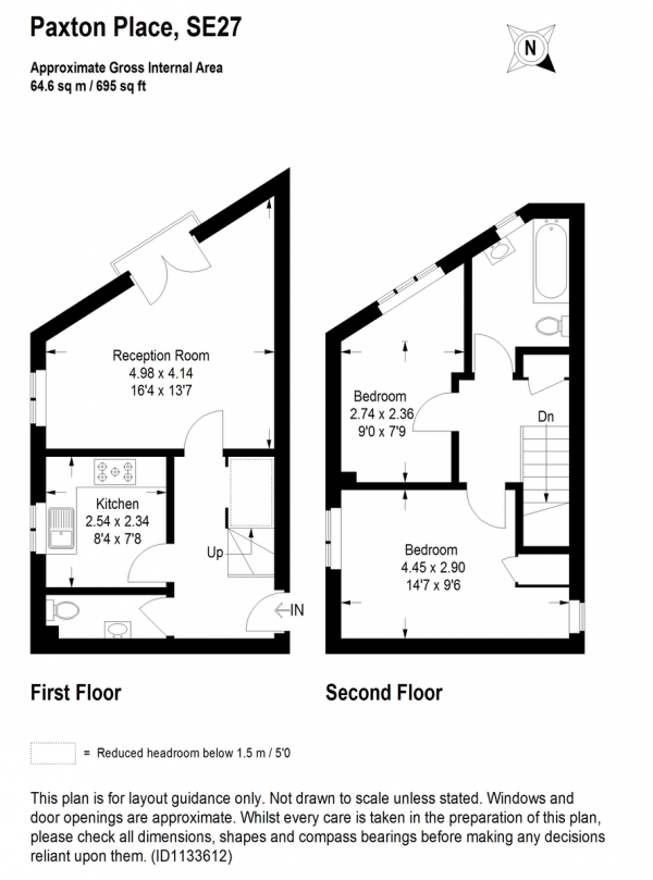 Floor Plan for 2 Bedroom Maisonette for Sale in Paxton Place, West Norwood, SE27, SE27, 9SS - Offers in Excess of &pound335,000