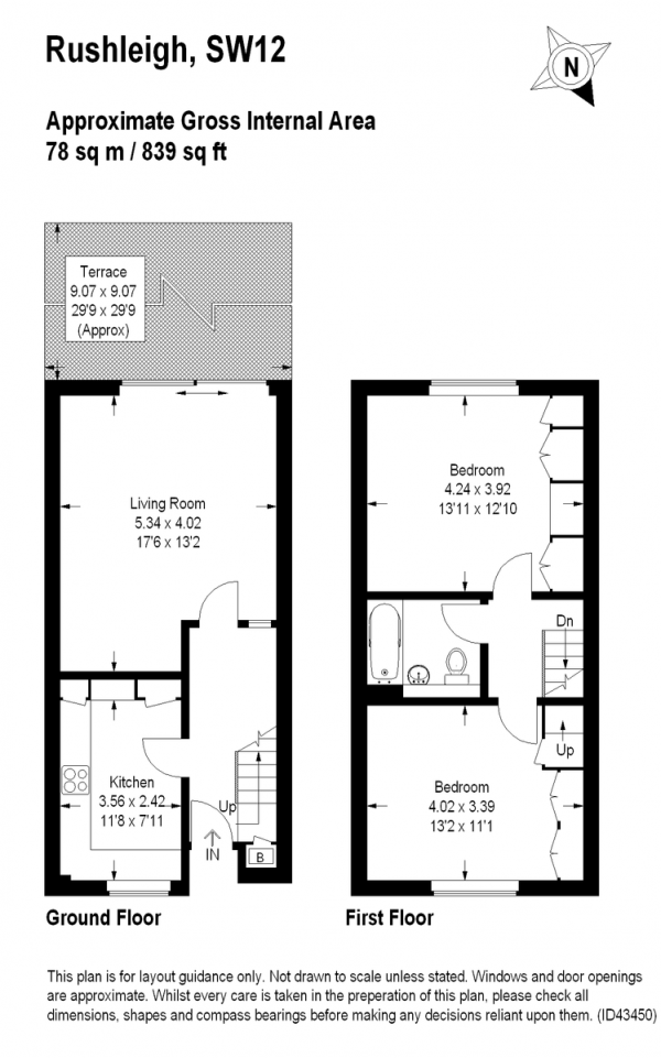 Floor Plan Image for 2 Bedroom End of Terrace House to Rent in Thurleigh Road, Balham SW12