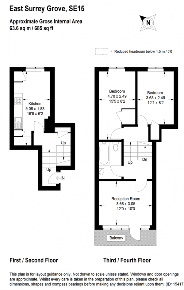 Floor Plan Image for 2 Bedroom Apartment for Sale in East Surrey Grove, Peckham, SE15