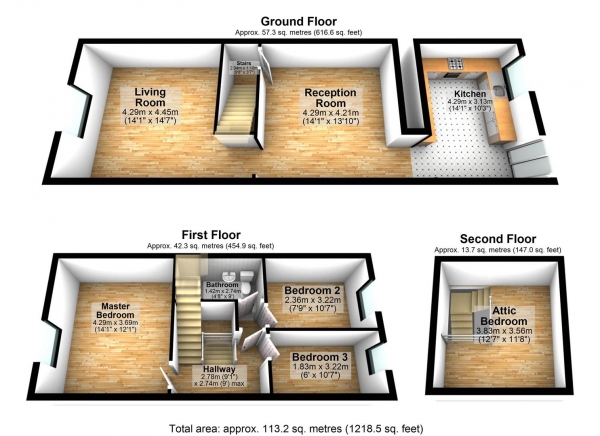 Floor Plan Image for 3 Bedroom Terraced House for Sale in Watery Lane, Whitehall, Darwen