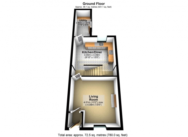 Floor Plan Image for 2 Bedroom Terraced House for Sale in New Wellington Street, Mill Hill, Blackburn