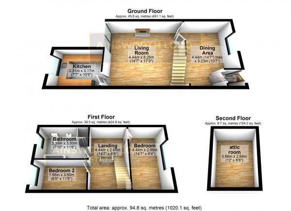 Floor Plan Image for 3 Bedroom Terraced House for Sale in Cemetery Road, Darwen