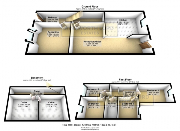 Floor Plan Image for 4 Bedroom Terraced House for Sale in Redlam, Blackburn