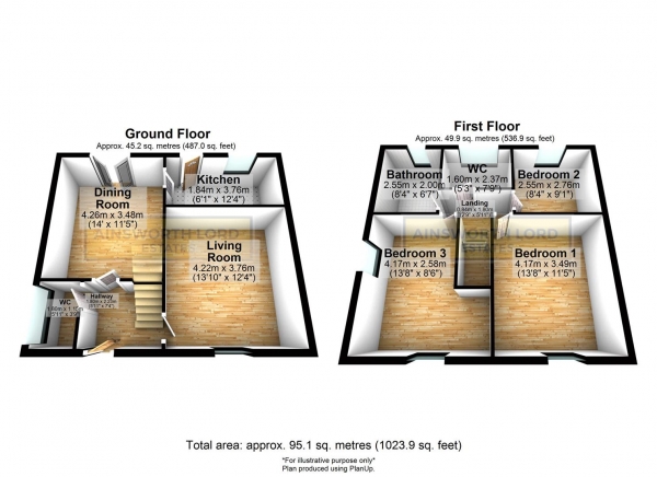 Floor Plan Image for 3 Bedroom Semi-Detached House for Sale in Ribble Avenue, off Birchall, Darwen BB3