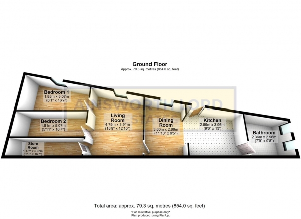 Floor Plan Image for 2 Bedroom Apartment to Rent in Church Street, Westhoughton, Bolton