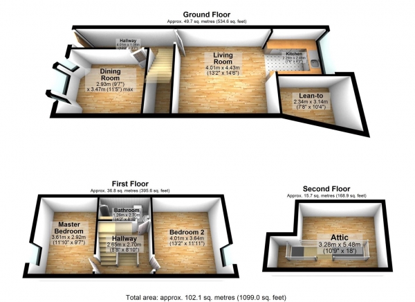 Floor Plan Image for 3 Bedroom Terraced House for Sale in Bentham Road, Mill Hill, Blackburn