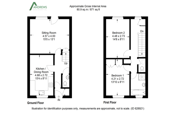 Floor Plan Image for 2 Bedroom Terraced House for Sale in Leybourne Road, Hillingdon