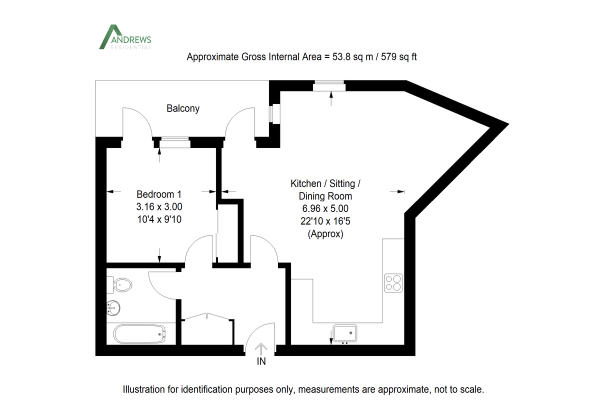 Floor Plan Image for 1 Bedroom Apartment for Sale in Sutton Court Road, Uxbridge