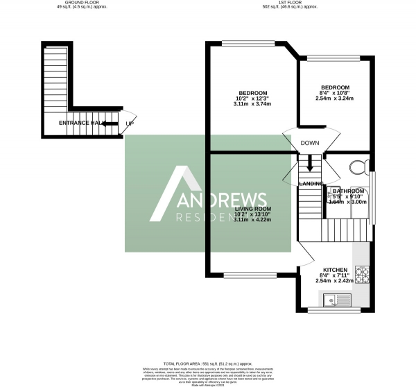 Floor Plan for 2 Bedroom Maisonette to Rent in Whitehall Road, Uxbridge, UB8, 2DF - £288 pw | £1250 pcm