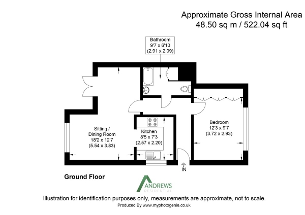 Floor Plan Image for 1 Bedroom Ground Flat to Rent in Chalfont Mews, Hillingdon, Middlesex