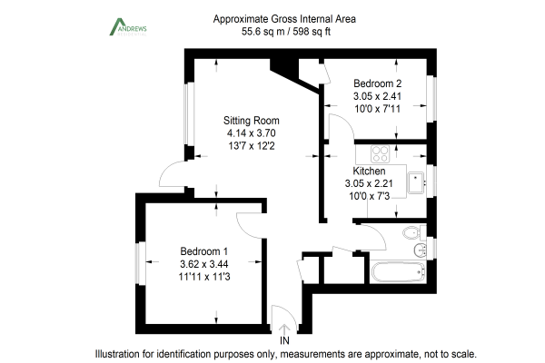 Floor Plan Image for 2 Bedroom Apartment to Rent in Buttlehide, Maple Cross