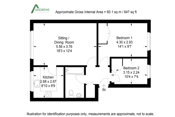 Floor Plan Image for 2 Bedroom Apartment to Rent in Fairfield Road, Uxbridge