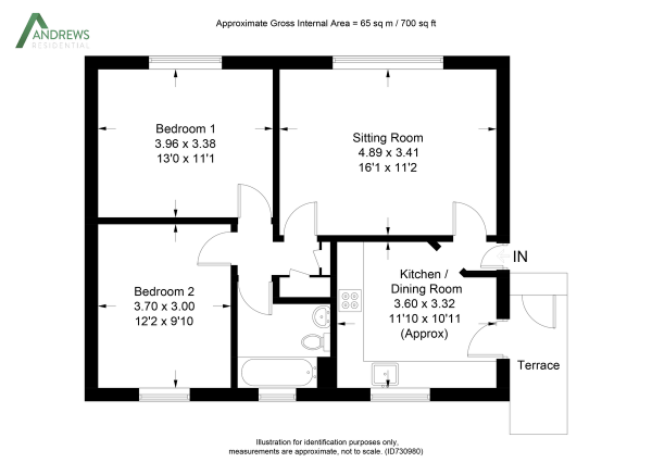 Floor Plan Image for 2 Bedroom Flat to Rent in North Orbital Road, Denham