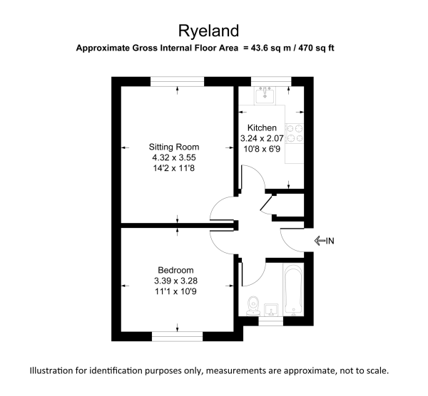 Floor Plan Image for 1 Bedroom Apartment for Sale in Ryeland Close, West Drayton