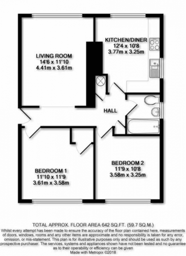 Floor Plan Image for 2 Bedroom Apartment to Rent in Elthorne Road, Uxbridge