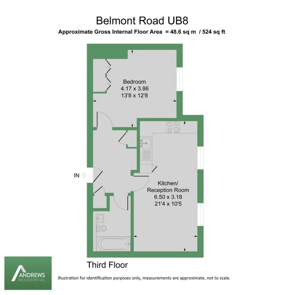 Floor Plan for 1 Bedroom Apartment to Rent in Belmont Road, Uxbridge, UB8, 1SU - £288 pw | £1250 pcm