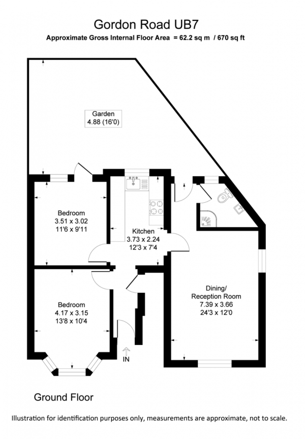 Floor Plan Image for 2 Bedroom Ground Maisonette to Rent in Gordon Road, West Drayton