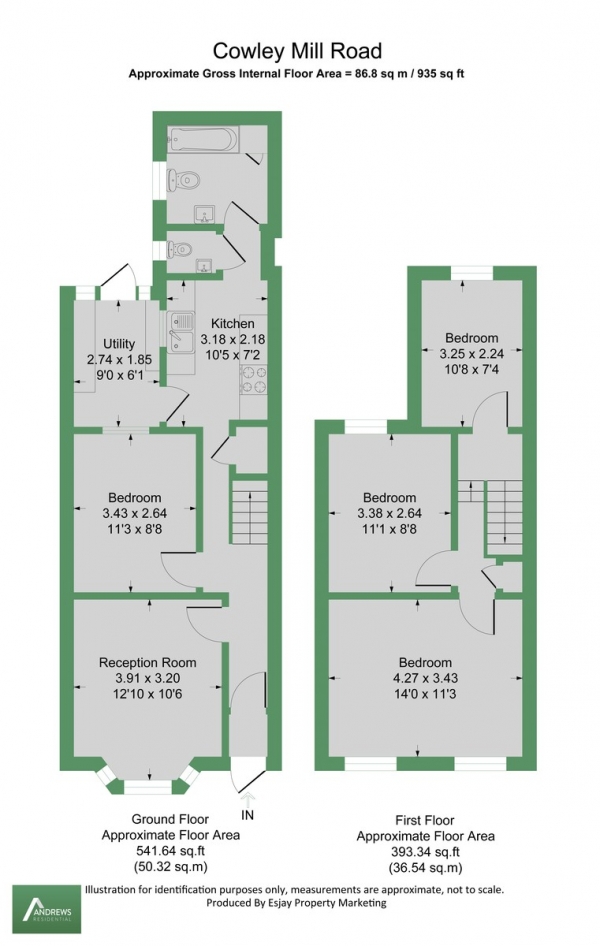 Floor Plan Image for 4 Bedroom Terraced House to Rent in Cowley Mill Road, Uxbridge