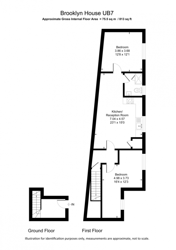 Floor Plan Image for 2 Bedroom Apartment to Rent in The Green, West Drayton