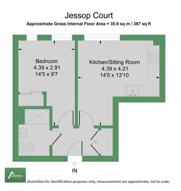 Floor Plan Image for 1 Bedroom Flat to Rent in Brindley Place, Uxbridge