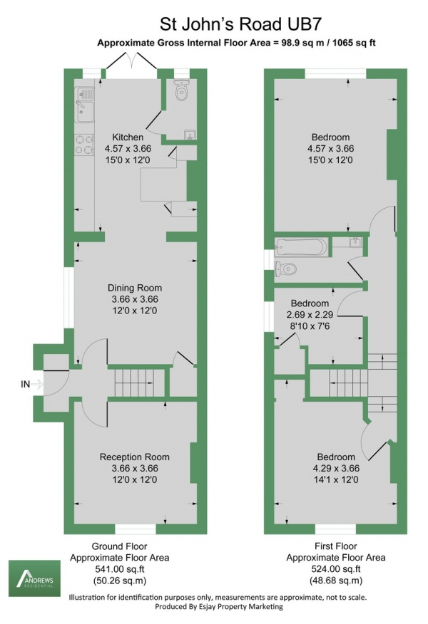 Floor Plan Image for 3 Bedroom Semi-Detached House to Rent in St. Johns Road, Uxbridge