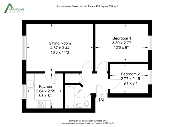 Floor Plan Image for 2 Bedroom Ground Flat to Rent in Haslam Close, Ickenham