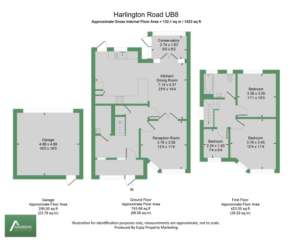 Floor Plan Image for 3 Bedroom Semi-Detached House to Rent in Harlington Road, Uxbridge