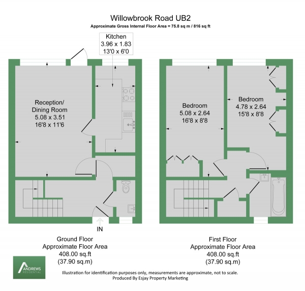 Floor Plan Image for 2 Bedroom Apartment to Rent in Willowbrook Road, Southall