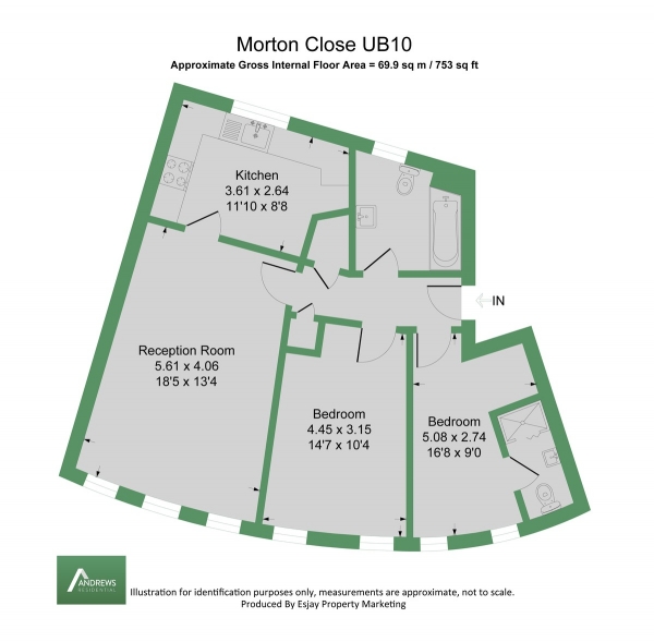 Floor Plan Image for 2 Bedroom Apartment to Rent in Morton Close, Uxbridge